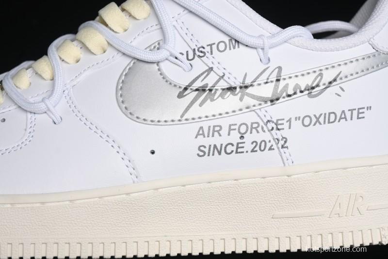 Nike Air Force 1 '07 Low Silver Hook Off-White Style Casual Sneakers - ZH0316-049