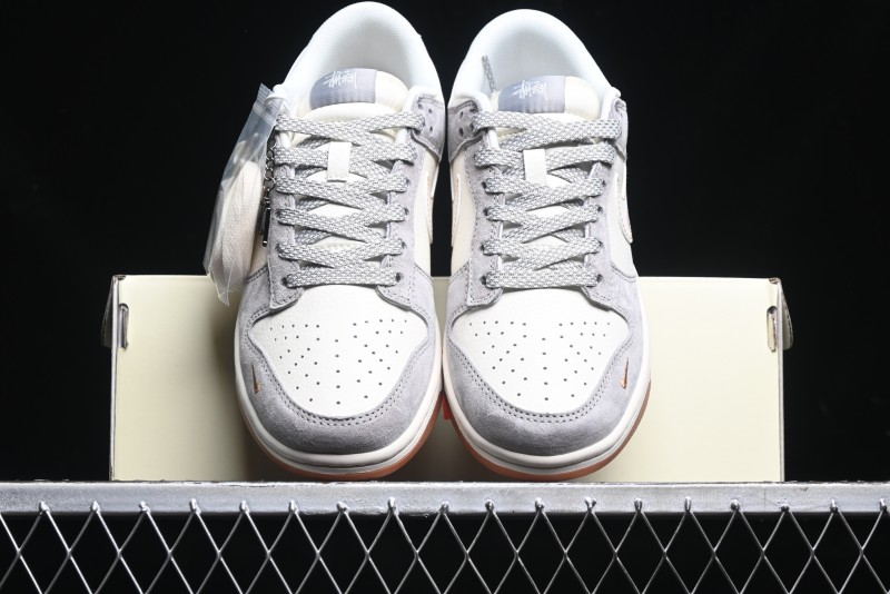 Nike SB Dunk Low Stussy Collaboration - Patchwork Black White Swoosh Anniversary Custom Low-Top Skate Shoes - DM6868-003