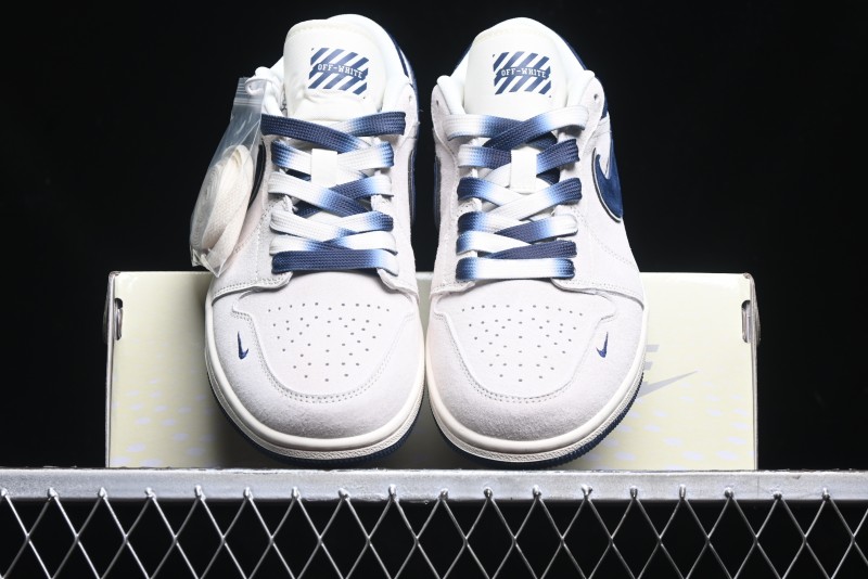 Nike Air Jordan 1 Low OF Collaboration - Premium Custom Retro Basketball Shoes in Blue Grey - DM9188-003