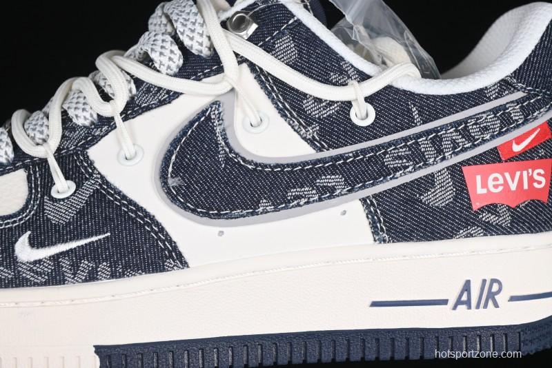 Nike Air Force 1 '07 Low Levi's Collaboration Light Blue Denim Drawstring Casual Sneakers - SJ1198-900