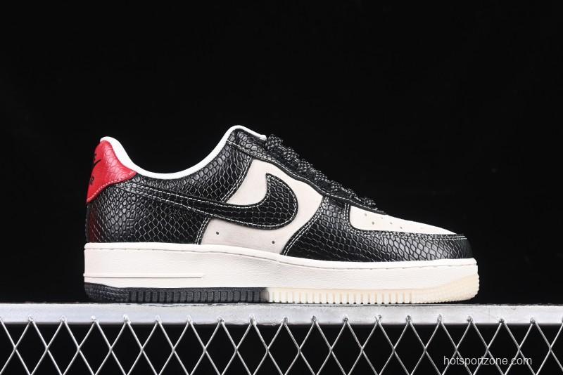 Nike Air Force 1 '07 Low Stussy Collaboration Year of the Snake Limited Edition Black Snake Dual-Color Casual Sneakers - HH7518-034