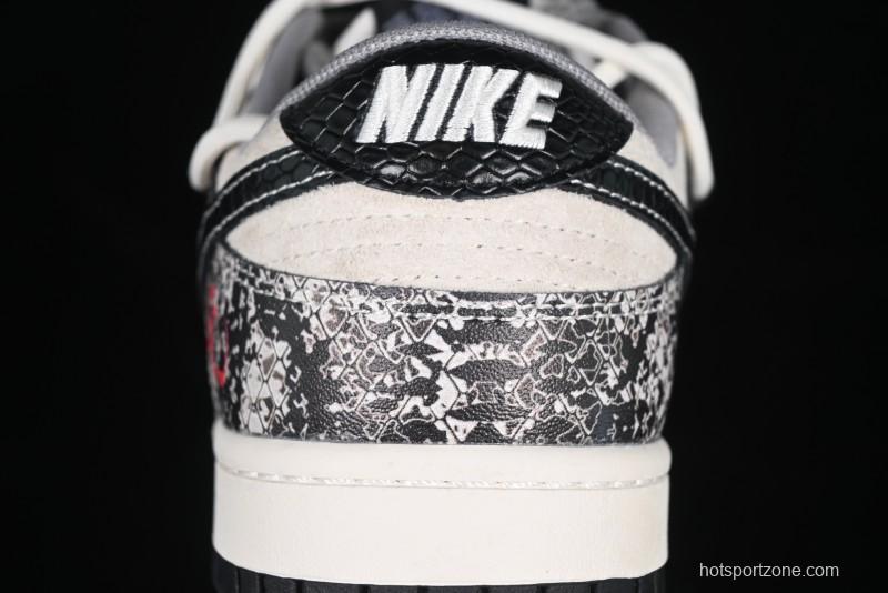 Nike SB Dunk Low Year of the Snake Series Strap Black Swoosh Custom High-End Low-Top Casual Skate Shoes - YX5066-273