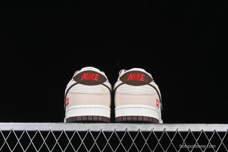 Nike SB Dunk Low Supreme Collaboration Bullet Screen White Check Anniversary High-End Custom Low-Top Casual Skate Shoes - DJ2024-091