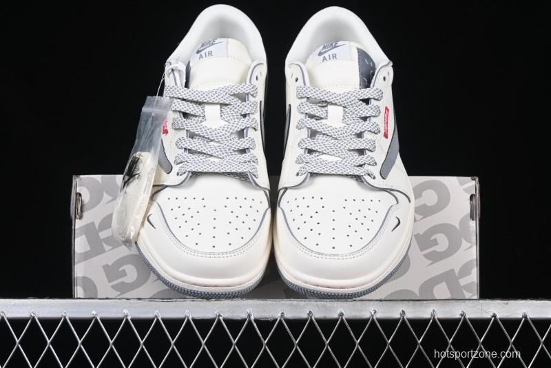 Nike Travis Scott x Fragment Design x Air Jordan 1 Low OG SP AJ1 Retro Sneakers with Unique Collaboration Details - XZ5158-002