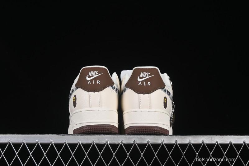 Nike Air Force 1 '07 Low Bape Camouflage Swoosh Beige Casual Sneakers - DF0188-030