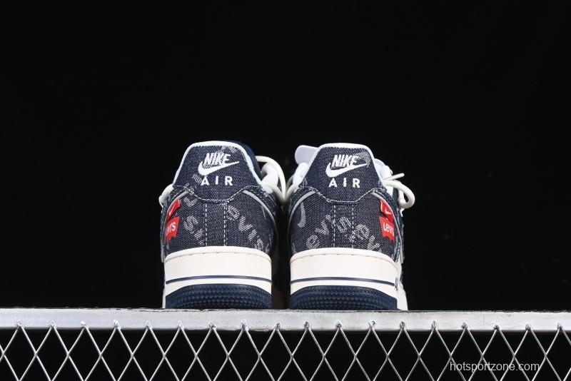 Nike Air Force 1 '07 Low Levi's Collaboration Light Blue Denim Drawstring Casual Sneakers - SJ1198-900