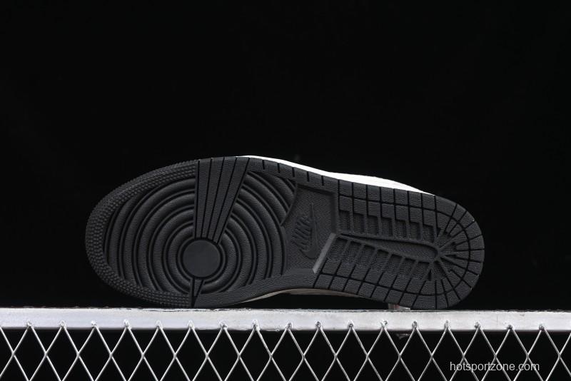 Nike Air Jordan 1 Low Retro Basketball Shoes - Stussy Grey Snake Custom - FC1688-200