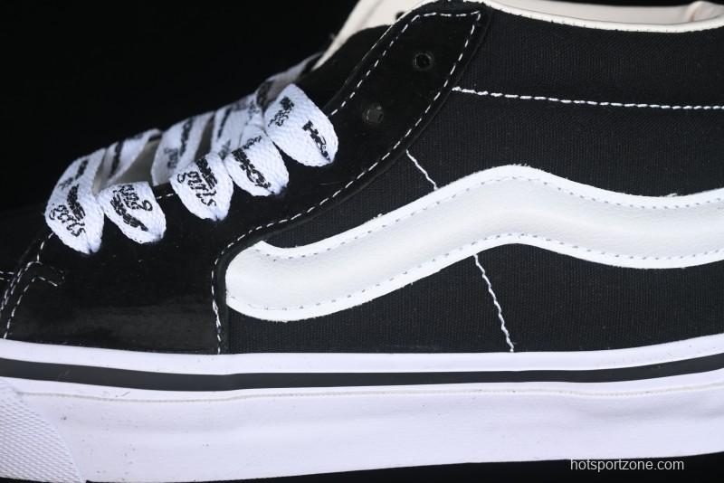 Vans HommeGirls x Vans Sk8-Mid Fashion Casual Mid-Top Canvas Sneakers with Bold Side Stripes - VN000NBNCJK