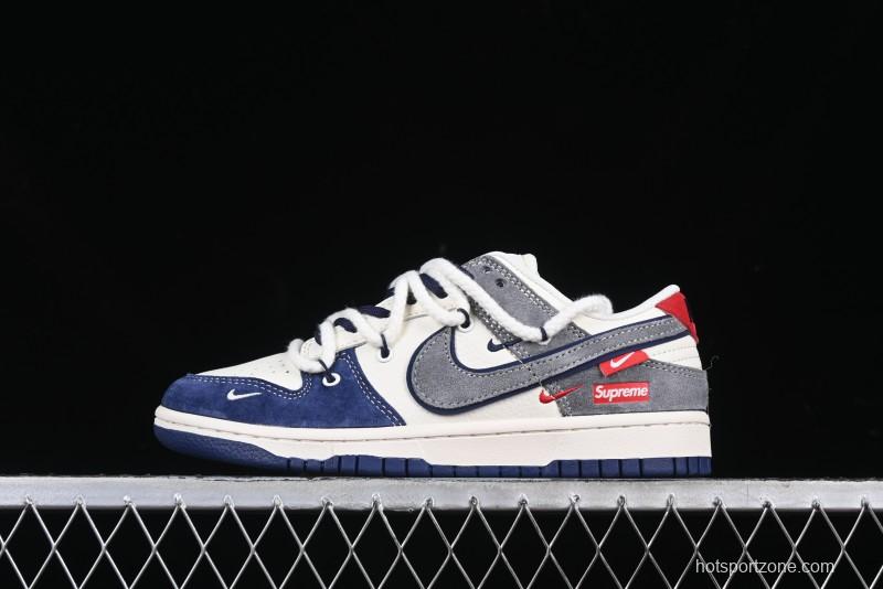 Nike SB Dunk Low Supreme Collaboration Sneakers in Gray Blue with Gray Swoosh - YX5066-260