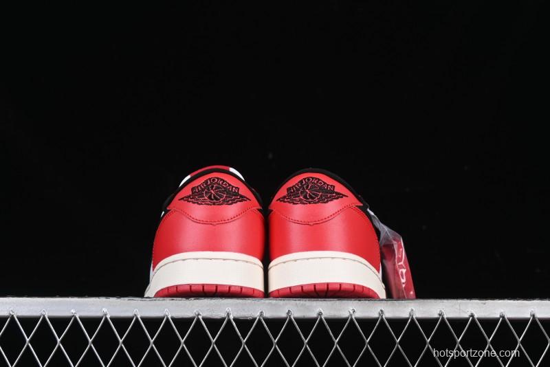 Nike Air Jordan 1 Low AJ1 White Red Black Hook Casual Sneakers - HQ6998-600