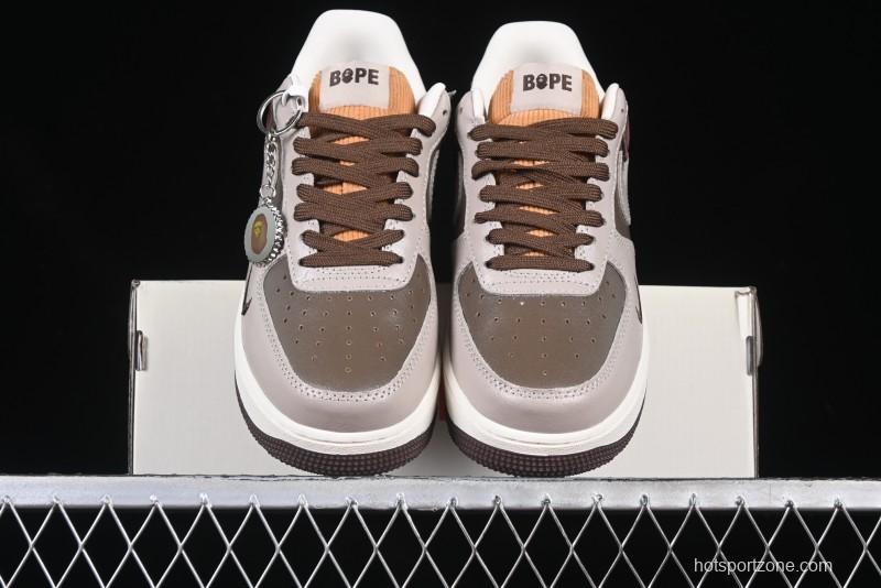 Nike Air Force 1 '07 Low BAPE Collaboration Grey Green Brown Low-Top Casual Sneakers - KK1988-039