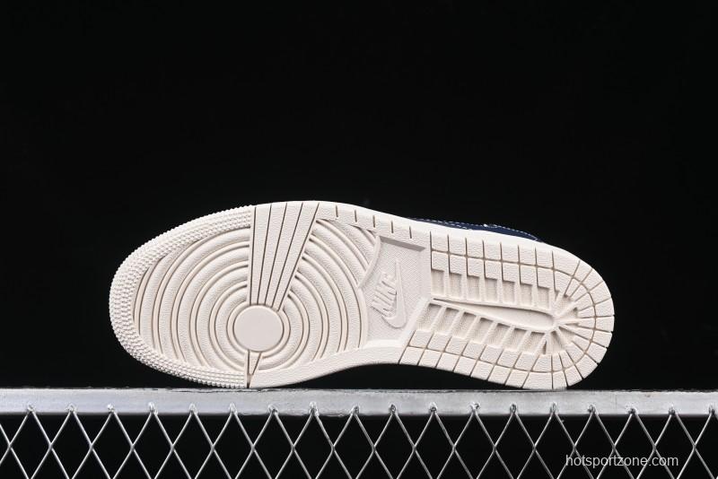 Nike Travis Scott x Fragment Design x Air Jordan 1 Low OG SP AJ1 Retro Sneakers with Reverse Swoosh - CF3688-066