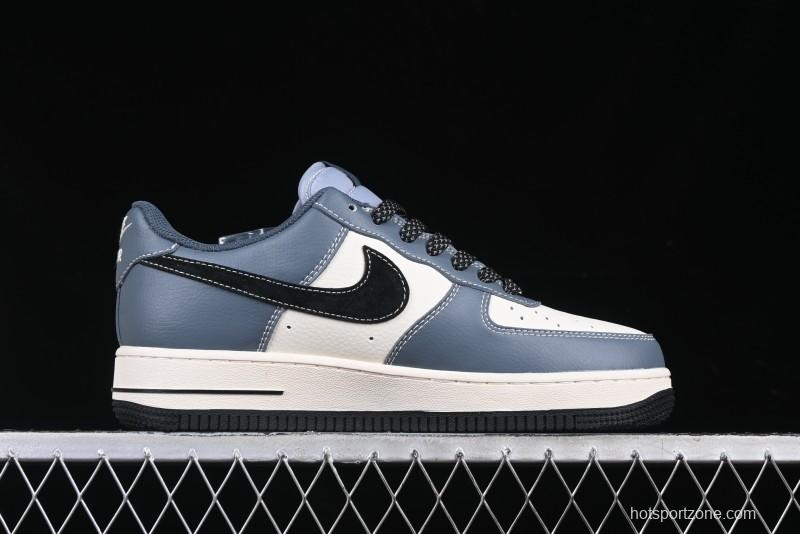 Nike Air Force 1 '07 Low Stussy Collaboration Bright Blue Black Swoosh Low-Top Casual Sneakers - XZ3328-198