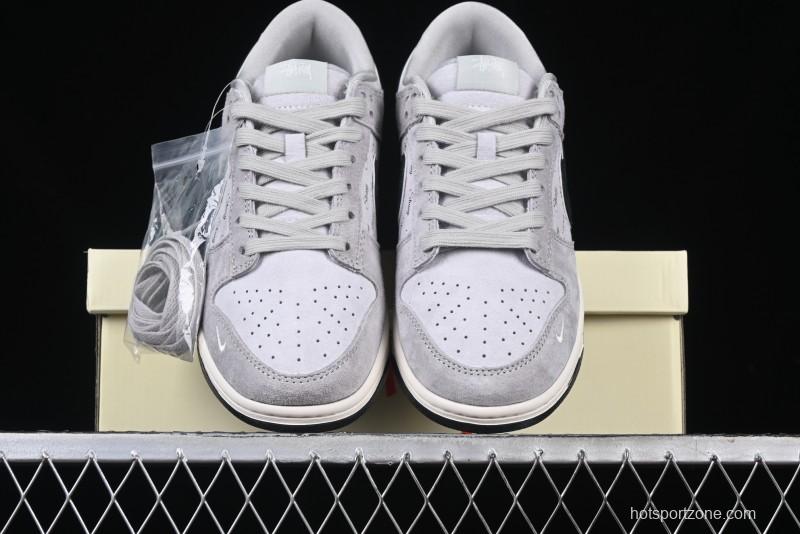 Nike SB Dunk Low Stussy Collaboration - Black Swoosh Anniversary Custom Low-Top Casual Skate Shoes - XX3168-069