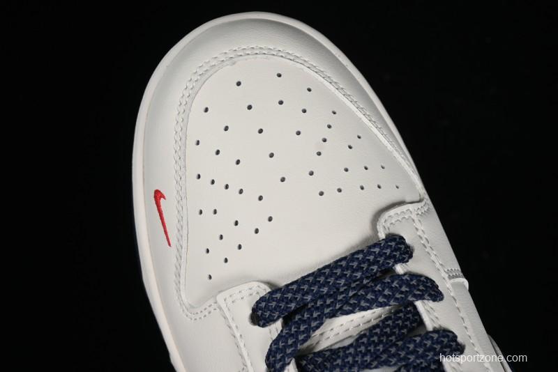 Nike Supreme x SB Dunk Low Balenciaga Collaboration - Off White Blue Canvas Anniversary High-End Custom Low-Top Casual Sneakers - XX2025-310