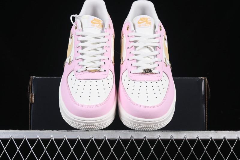 Nike Air Force 1 '07 Low White Pink Swoosh Casual Sneakers - IB2574-600