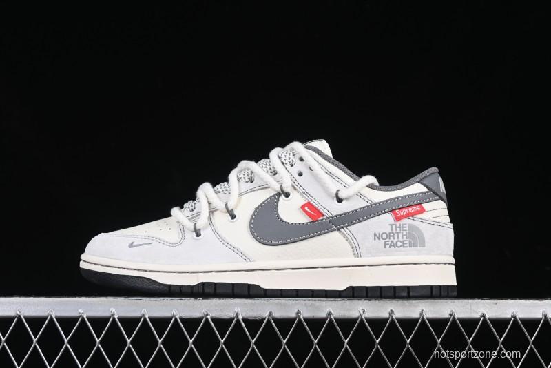 Nike SB Dunk Low The North Face x Supreme Collaboration Light Gray Hook Anniversary Custom Low-Top Casual Skate Shoes - YX5066-230