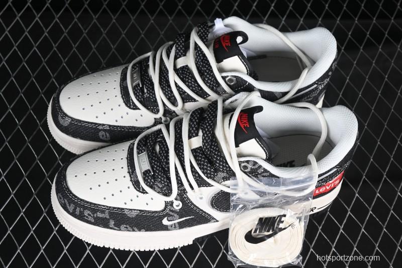Nike Air Force 1 '07 Low Levi's Collaboration Black Denim Drawstring Casual Sneakers - SJ1198-800