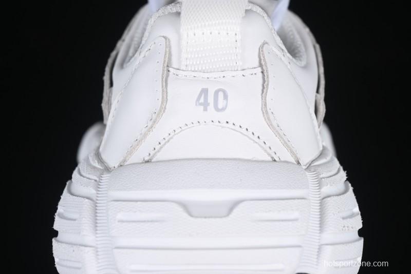 Balenciaga Monday Leather Round Toe Lace-Up Low-Top Lifestyle Sneakers - WDTSC9110