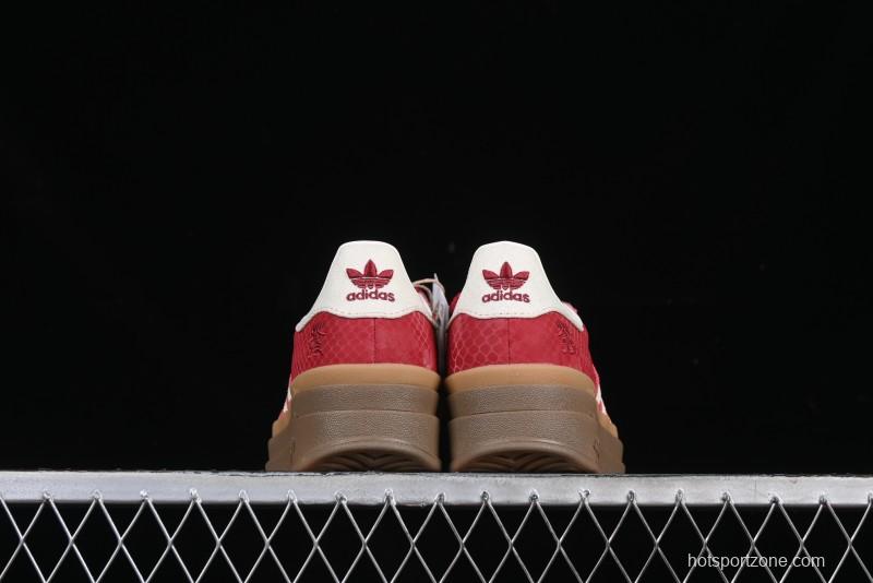 Adidas Originals Gazelle Bold JQ5977 Snake Year Limited Edition Low-Top Sneakers with Anti-Slip and Wear-Resistant Thick Sole