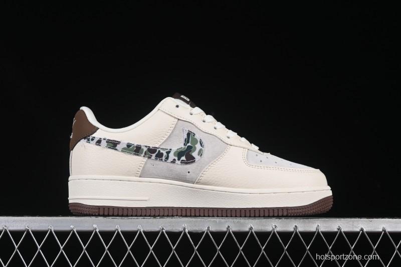 Nike Air Force 1 '07 Low Bape Camouflage Swoosh Beige Casual Sneakers - DF0188-030