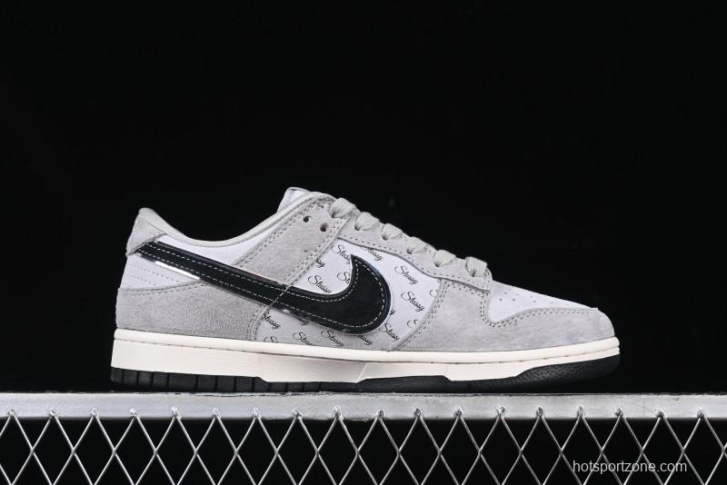 Nike SB Dunk Low Stussy Collaboration - Black Swoosh Anniversary Custom Low-Top Casual Skate Shoes - XX3168-069