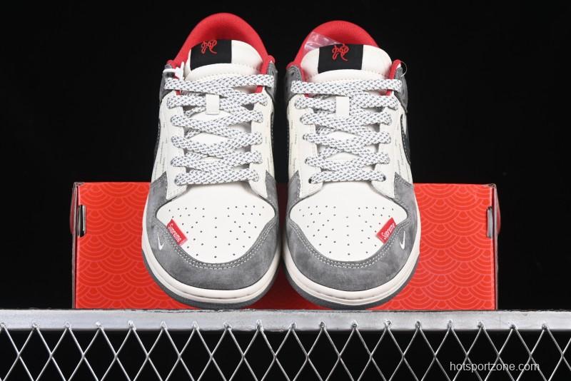 Nike SB Dunk Low Supreme Collaboration Bullet Screen Black Check Anniversary Customized Low-Top Casual Sneakers - FC1688-208