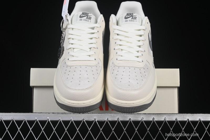 Nike Air Force 1 '07 Low Casual Sneakers in Light Grey with Custom Hardware - DF0188-036