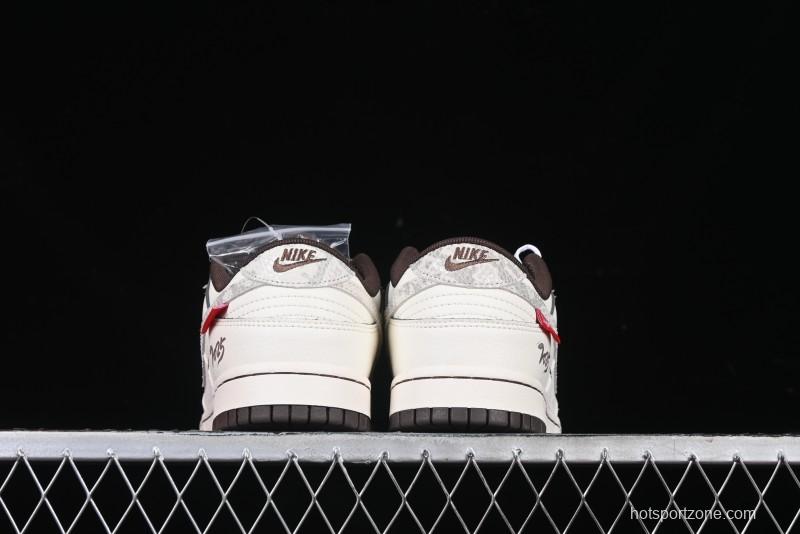 Nike SB Dunk Low Supreme Year of the Snake Limited Edition Grey Python Print Anniversary Custom Low-Top Casual Sneakers - XS1086-018