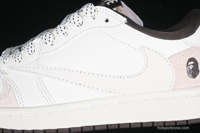 Nike Travis Scott x Fragment Design x Air Jordan 1 Low OG SP AJ1 Bape Collaboration Sneakers - AG3702-807
