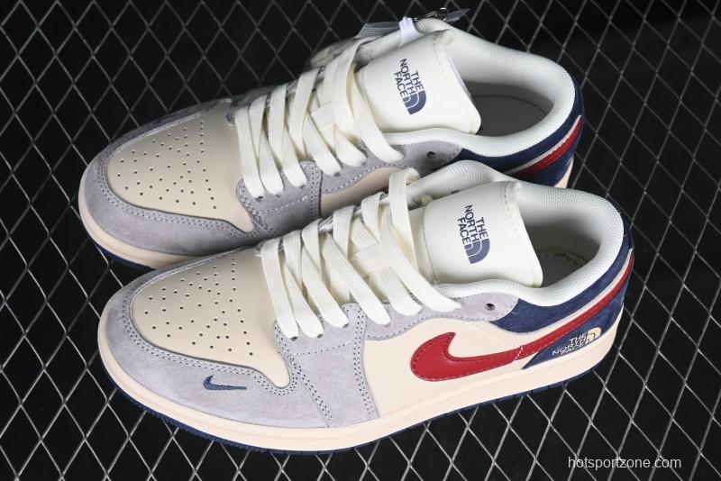 Nike Air Jordan 1 Low AJ1 The North Face Collaboration Grey Blue Red Hook Retro Basketball Shoes - DM9188-012