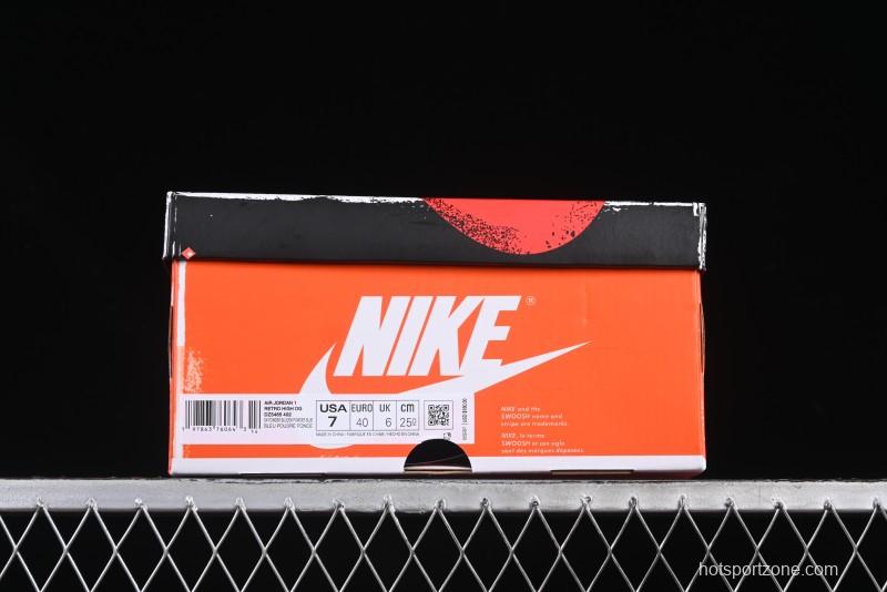Nike Air Jordan 1 High OG "UNC Reimagined" Retro Basketball Shoes with Cracked Leather and Vintage Midsole - DZ5485-402