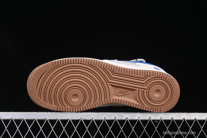 Nike Air Force 1 '07 Low Bape Collaboration Beige Blue Gum Pull Tab Casual Sneakers - SJ1198-112