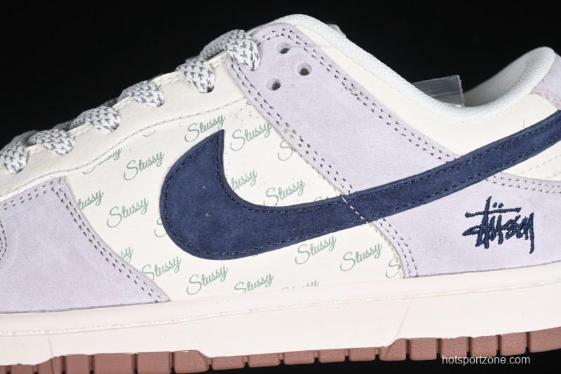 Nike SB Dunk Low Stussy Collaboration Blue Swoosh Gum Sole Anniversary Custom Low-Top Casual Sneakers - XS1086-012