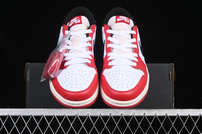 Nike Air Jordan 1 Low AJ1 White Red Black Hook Casual Sneakers - HQ6998-600