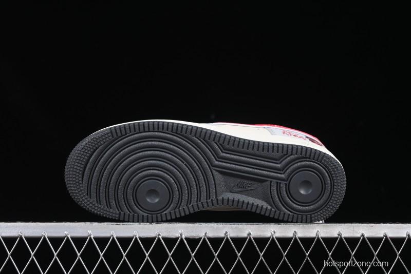 Nike Air Force 1 '07 Low Nezha Collaboration Grey Red Swoosh Casual Sneakers - DF0188-046