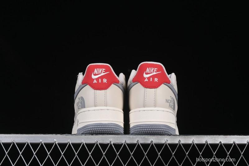 Nike Air Force 1 '07 Low The North Face Collaboration Patchwork Pigskin Red Tail Casual Sneakers - XZ6188-649