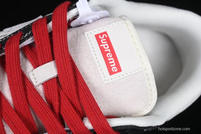 Nike SB Dunk Low Supreme Collaboration - Black Leather Texture Anniversary High-End Custom Low-Top Casual Skate Shoes - XS1086-020