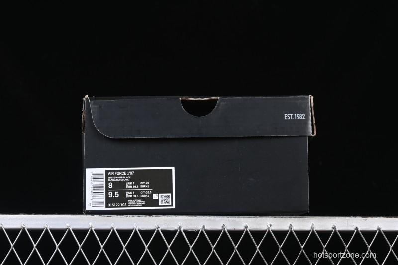 Nike Air Force 1 '07 Low White Black Swoosh Casual Sneakers - 315122-103