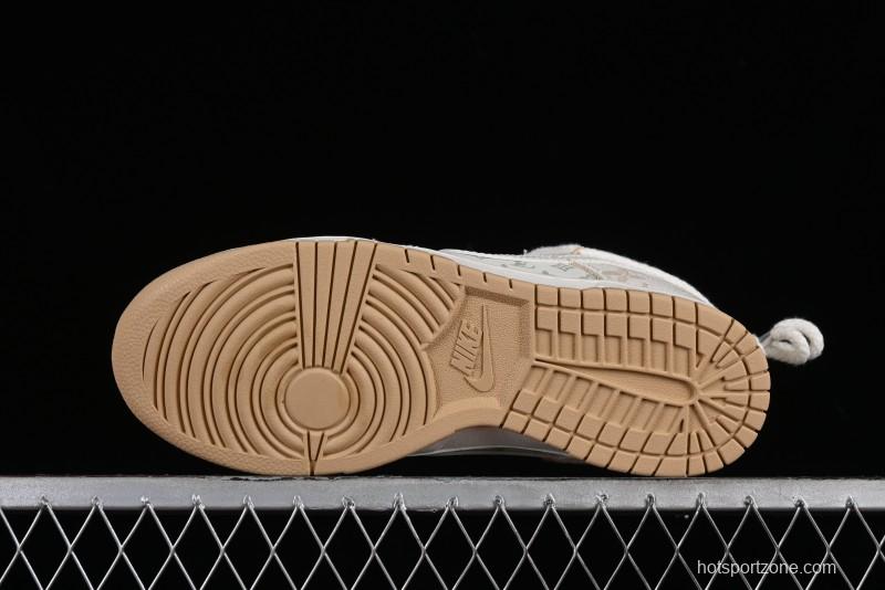 Nike SB Dunk Low LV Collaboration - Yellow Denim Print Anniversary High-End Custom Low-Top Casual Sneakers - SJ2068-247