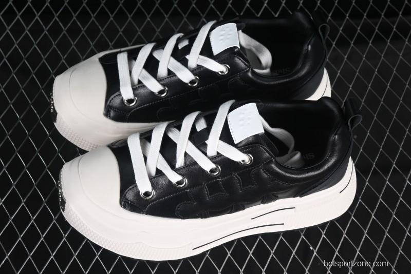 Shoot Brand Replay Black Plum Retro Comfort Leather Anti-Slip Platform Low-Top Casual Sneakers - AJD4