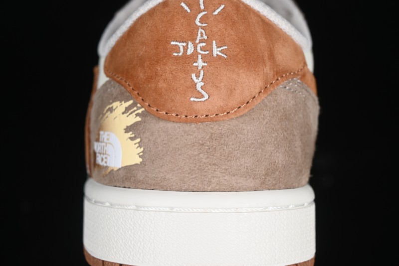 Nike Travis Scott x Fragment Design x Air Jordan 1 Low OG SP AJ1 Mocha Gold Low-top Casual Sneakers - DM7866-040