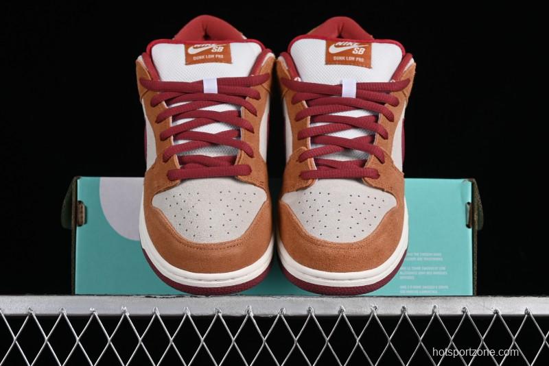 Nike SB Dunk Low Pro Brown Red Colorway SB Low Top Casual Skate Shoes - BQ6817-202