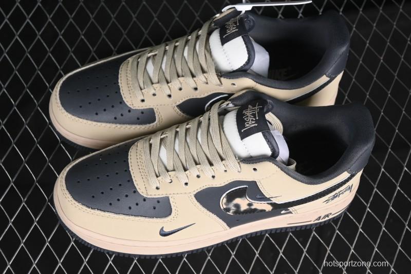 Nike Air Force 1 '07 Low Stussy Collaboration Grey Fog Swoosh Low-Top Casual Sneakers - KK1988-033