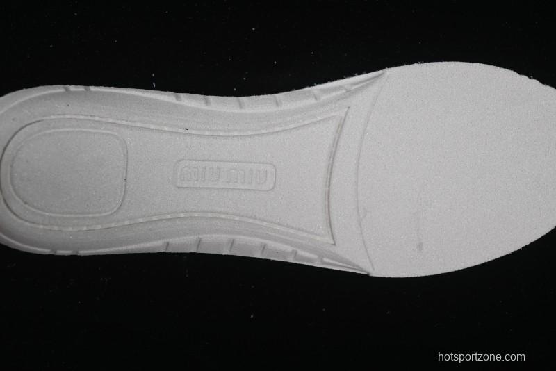 Miu Miu Suede Round Toe Lace-Up Women's Low-Top Casual Shoes - 99D4