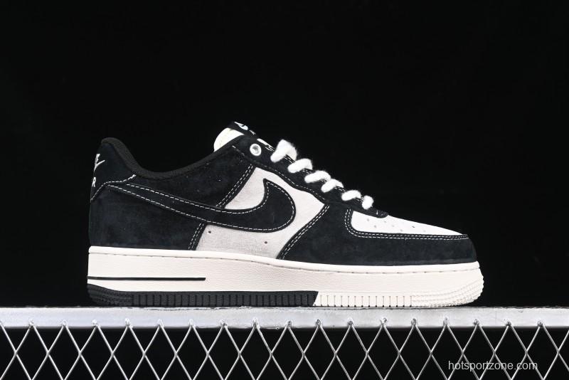Nike Air Force 1 '07 Low Supreme Champion Collaboration Beige Black Mini Swoosh Casual Sneakers - SJ6698-019