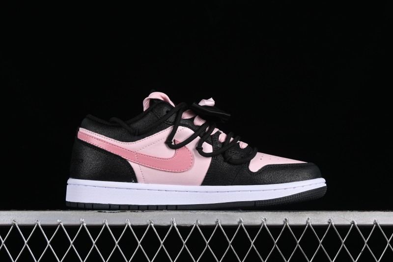 Nike Air Jordan 1 Low AJ1 Retro Basketball Shoes with Black Pink Bow Design - DX4374-008