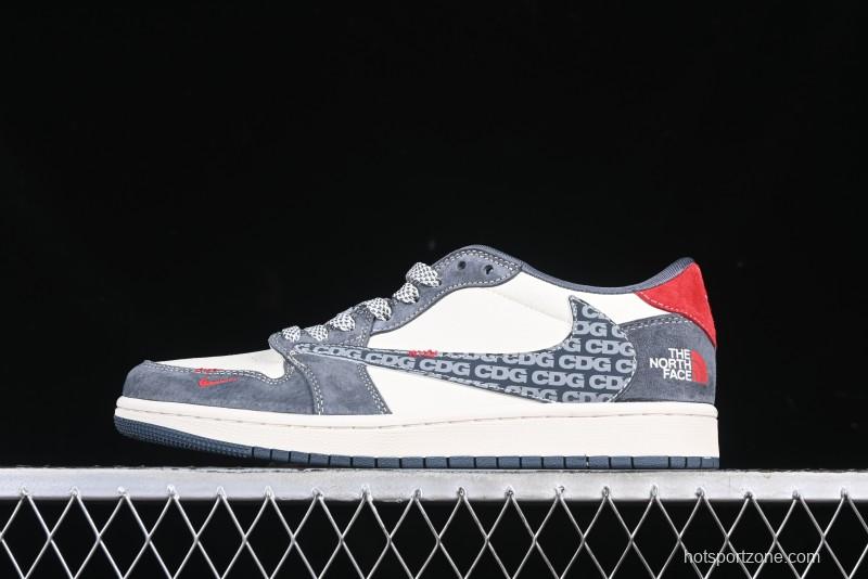 Nike Travis Scott x Fragment Design x Air Jordan 1 Low OG SP AJ1 CDG White Grey Low Top Casual Sneakers - DM9288-005