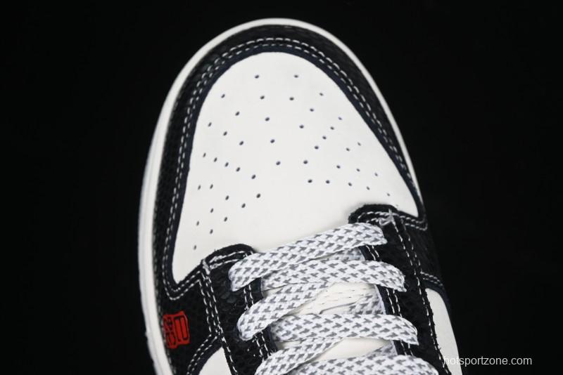 Nike SB Dunk Low UN Collaboration Year of the Snake Limited Edition Dual-Tone Black Snake Anniversary Custom Low-Top Casual Skate Shoes - AG3702-853