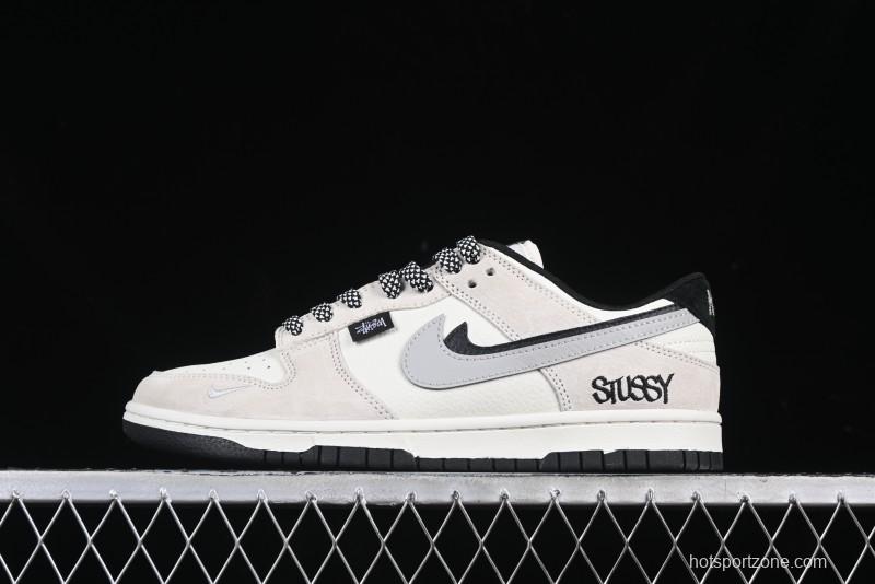Nike SB Dunk Low Stussy Collaboration Grey Pig Suede Anniversary Custom Low-Top Casual Skate Shoes - DJ2024-061